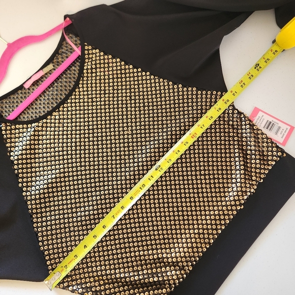 Isaac Mizrahi Black Ponte Gold Sequin Crew Pullover Sweatshirt New Size Medium - Picture 8 of 9